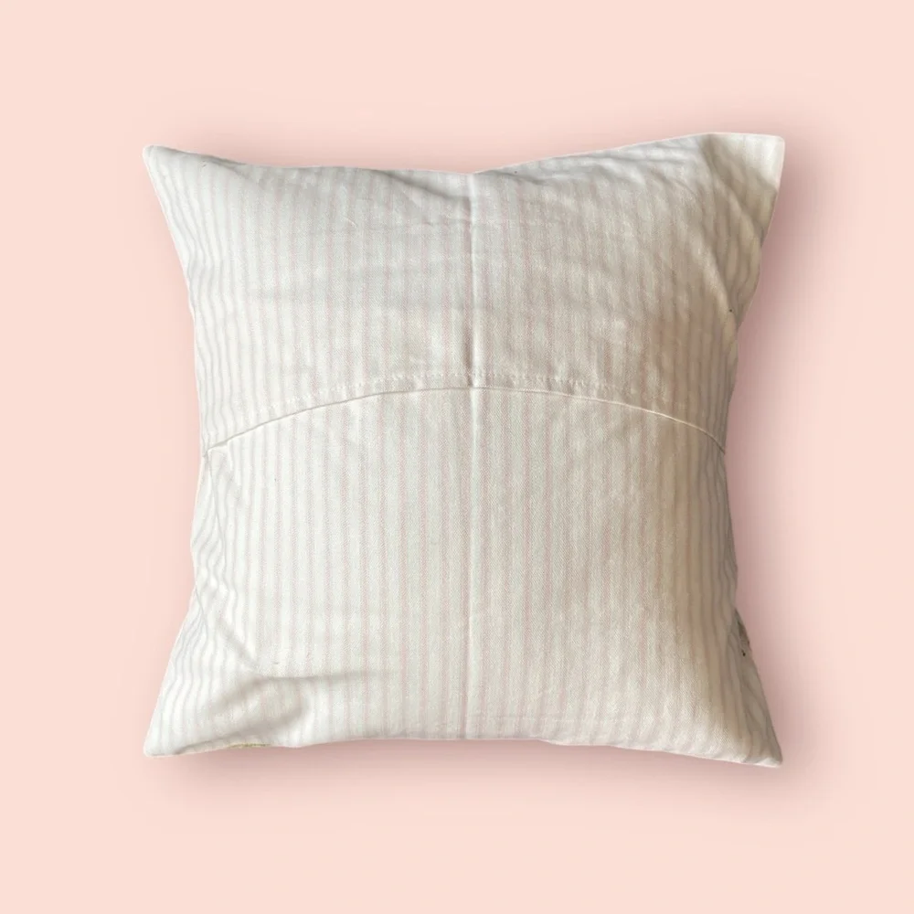 Handmade , Hand crafted and hand painted by me.Patchwork Bunny Decorative Pillow